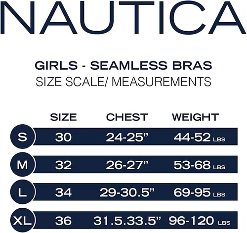 Vista 6 de Nautica Brasier de entrenamiento para niña, paquete de 36 unidades, sin costuras, brasier para niñas, almohadillas extraíbles (30-36)