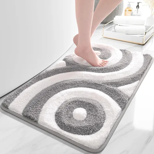 Vista 9 de QJHOMO Alfombras de Baño Lindas en Blanco y Negro Antideslizantes Tapete de Baño Decoración de Baño Moderna Estética, Alfombra de Baño Geométrica a