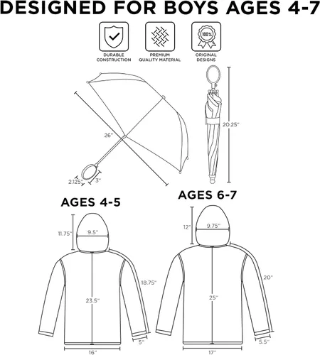 Vista 6 de Nintendo Kids Umbrella And Slicker, Super Mario Boys Rain Wear Set, For Ages 4-7