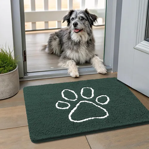 Vista 9 de Smiry Tapete para puerta de perro para patas fangosas, absorbente y Gris y negro