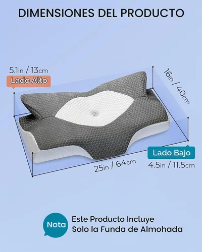 Vista 3 de Elviros Funda de almohada cervical de espuma viscoelástica (gris oscuro)