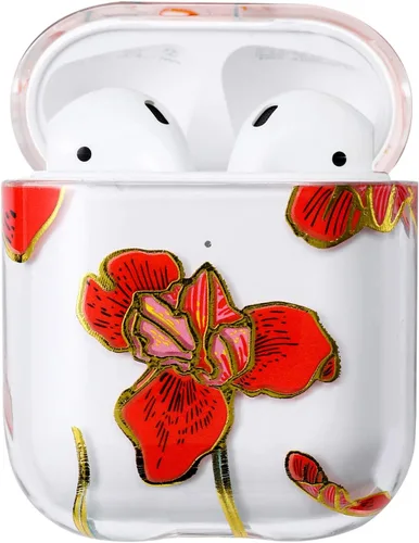 Vista 10 de AKABEILA Funda compatible con Apple Airpods 2, diseño de policarbonato duro, transparente, a prueba de golpes [LED frontal visible], funda