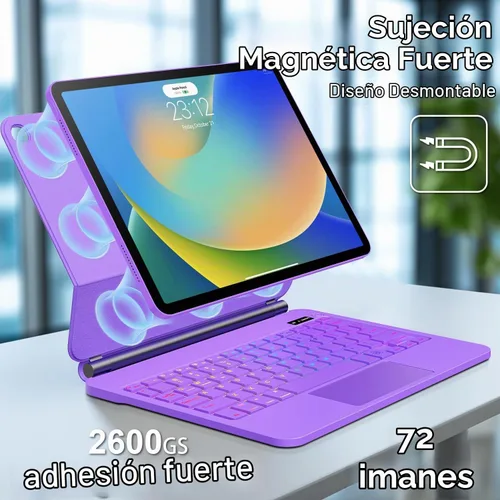 Vista 3 de ALIWLHOF Funda con teclado magnético mágico para iPad de 9ª generación con teclado para iPad 10.2 de 9ª/8ª/7ª generación y Air 3, Pro 10.5, trackpad