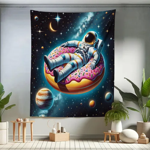 Vista 30 de Ambesonne Tapiz verde, fases lunares alrededor de un árbol de la vida, impresión de diseño bohemio de astrología nocturna, decoración de tela