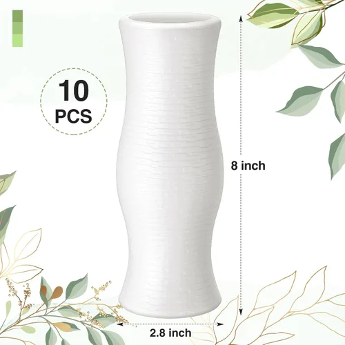 Vista 3 de Didaey Paquete de 10 jarrones de plástico compuesto a granel, pequeños jarrones florales bohemios para ramo de flores secas, centros de mesa