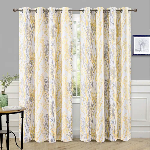 Vista 14 de DriftAway Cortinas opacas con diseño de ramas de árbol, doble capa, 84 pulgadas de largo, para dormitorio, estampado clásico, aislamiento térmico