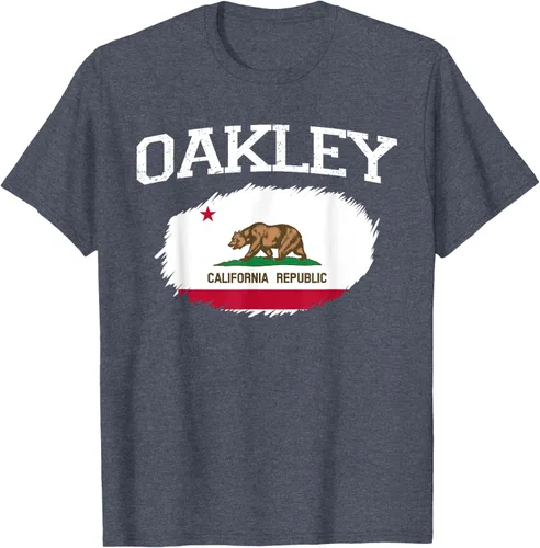 Vista 103 de OAKLEY CA CALIFORNIA Flag Vintage USA Sports Hombre Mujer Camiseta, Negro