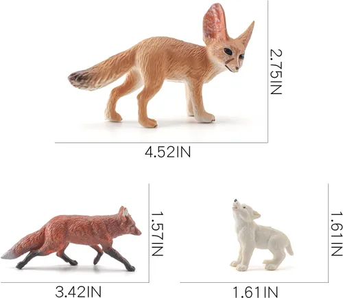 Vista 6 de Juego de 3 figuras de zorro del desierto, juego de figuras de lobo, bosque, bosque, animales, juguetes de plástico, figura de regalo para niños