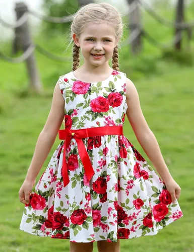 Vista 18 de Vestido de verano para niña, de algodón, con diseño floral