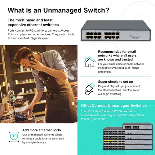 Vista 2 de Interruptor HEWLETT PACKARD ENTERPRISE 1420 24G