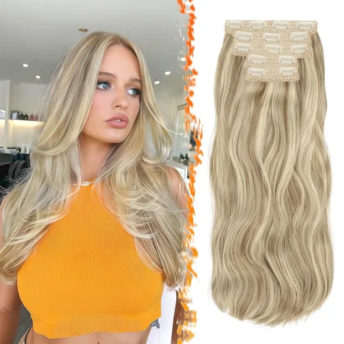 Vista 11 de BARSDAR Extensiones de cabello sintético de 20 pulgadas con clip negro