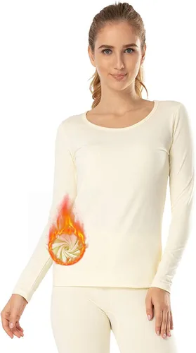 Vista 39 de MANCYFIT Tops térmicos para mujer, camisa con forro polar, manga larga, capa base, cuello en V