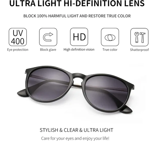 Vista 2 de SUNGAIT Gafas de sol redondas vintage para mujeres y hombres, estilo clásico retro