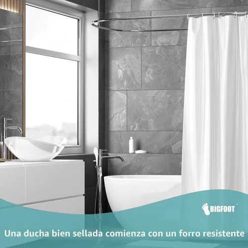 Vista 2 de BigFoot Forro de cortina de ducha transparente, plástico inodoro de 72 x 72 pulgadas con imanes, cortina de baño larga lavable, forro de ducha