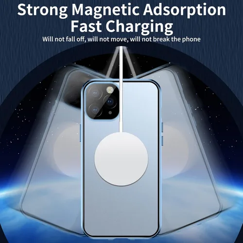 Vista 2 de Funda para iPhone 13 Pro, compatible con Magsafe funda de protección de cuerpo completo de 360 grados, parachoques magnético de metal de atracción +