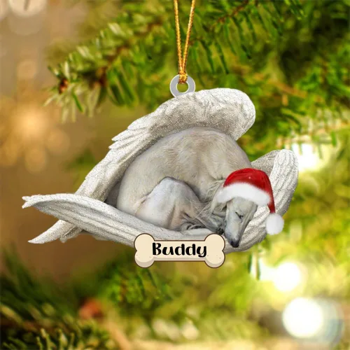 Vista 35 de Afghan Hounds - Adorno de Navidad con alas de ángel durmiente, recuerdo personalizado para perros 2024, adorno de forma acrílica, regalos