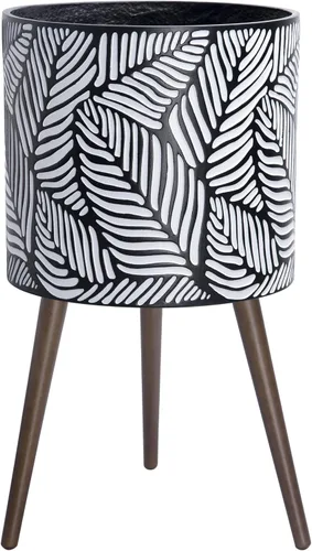 Vista 10 de D'vine Dev Maceta de 12 pulgadas con soporte de madera, bronce/gris, 88-L-C