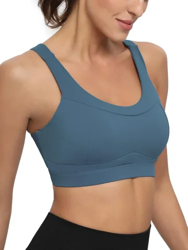 Vista 5 de RUNNING GIRL - Brasier deportivo de alto impacto para mujer, brasier de espalda cruzada, brasier de entrenamiento, brasier de yoga de línea larga
