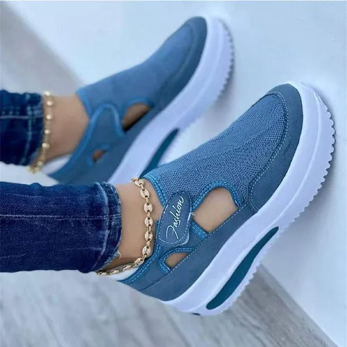 Vista 5 de AIERAI Zapatos ortopédicos para mujer zapatos planos de malla transpirable informales punta redonda tacón grueso zapatos casuales