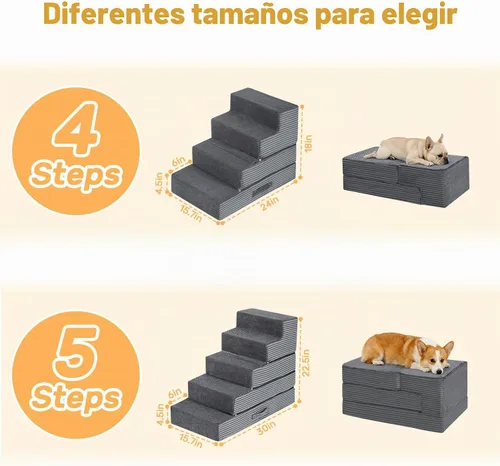 Vista 2 de Escaleras para perros pequeños, escalones plegables para perros de 18