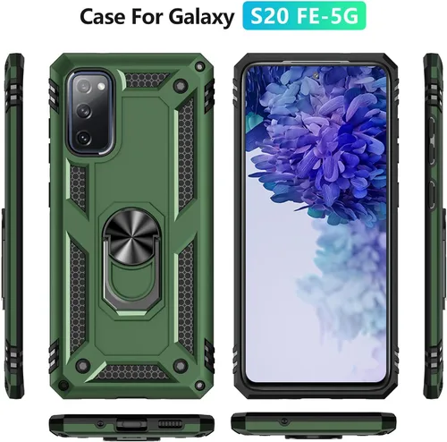 Vista 3 de Yiakeng Funda para Samsung Galaxy S20 FE, funda Galaxy S20 FE 5G con protector de pantalla HD, fundas protectoras de grado militar con anillo