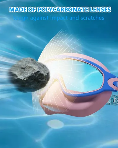 Vista 6 de Gafas de natación para niños de 3 a 15 años con tapones para los oídos, marco grande, gafas de natación antivaho/UV para niños, niñas y bebés, 2