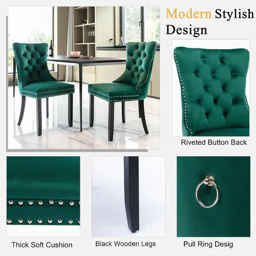 Vista 7 de Juego de mesa de comedor de mármol blanco de lujo para 6, 70 pulgadas, mesa de comedor de mármol blanco con 6 sillas de terciopelo verde y base