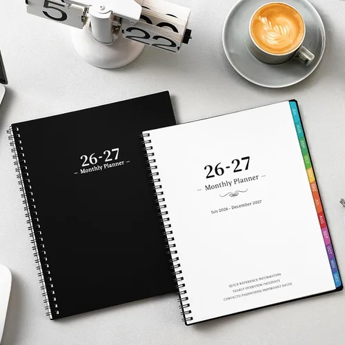 Vista 2 de Planificador Mensual 2026 – Planificador/Calendario 2026, enero de 2026 a diciembre de 2026, Planificadores mensuales con pestañas coloridas