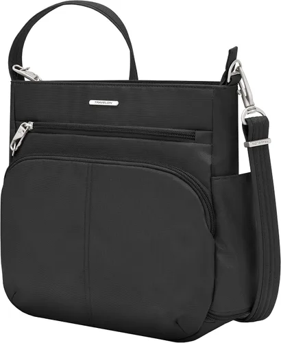 Vista 3 de Travelon Bolso cruzado cruzado clásico NS antirrobo, Negro -, Travelon Bandolera clásica antirrobo NS