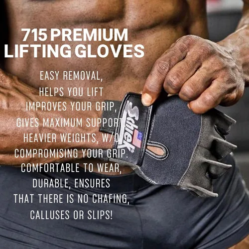 Vista 6 de Schiek Sports 715 Premium Gel Lifting Guantes - Guantes de Equipo de Ejercicio