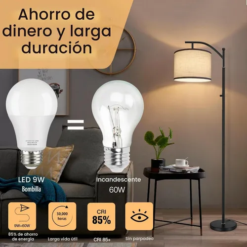 Vista 3 de OUTON Bombilla LED A19 con control remoto, bombilla LED eficiente de 9 W (equivalente a 60 vatios), 810 LM, regulable, 3000K-6000K, base E26 Blanco