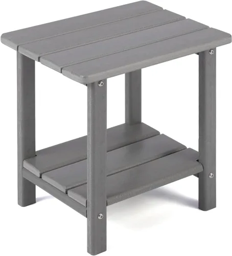 Vista 14 de Apolimi Adirondack - Mesa auxiliar para exteriores, mesa auxiliar de patio resistente de 2 niveles, resistente a la intemperie, mesa auxiliar sólida
