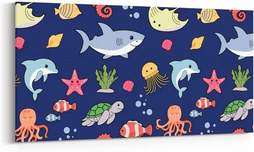 Vista 33 de Daisy Florals Wall Artwork Decor,Cartoon Blue Wildflowers Wall Painting for Boys Girls Women,Retro Country Style 38" Lx19 W