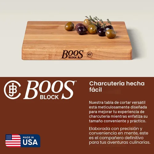 Vista 4 de John Boos Serie Chop-N-Slice Tabla de Cortar Cuadrada de Madera de Arce 10"x10" – 1" de Grosor, Bloque de Carnicero Reversible de 4 libras