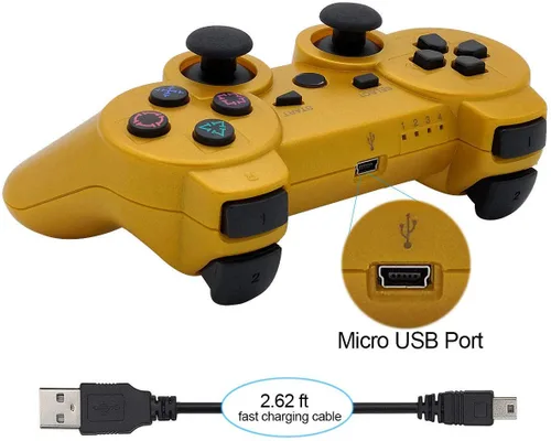 Vista 25 de Ceozon PS3 Controller Wireless 2 Pack Gamepad Compatible for PS3 Remote Joystick with Charging Cables Black and Black