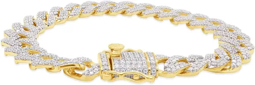 Vista 3 de SAVEARTH DIAMONDS Pulsera de eslabones de moissanita creada en laboratorio de corte redondo de 9 12 quilates, 0.472 in de ancho, en oro de 14
