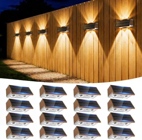 Vista 24 de Luces solares para valla al aire libre, paquete de 2 luces solares Negro