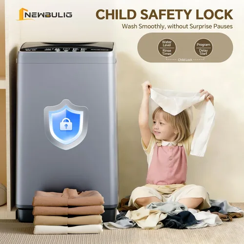 Vista 6 de [Usado] NEWBULIG Lavadora portátil de 1.06 pies cúbicos, capacidad de 7.7 libras, lavadora compacta completamente automática con 10 ciclos de lavado