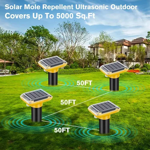 Vista 6 de Repelente ultrasónico de topos al aire libre, paquete de 6 repelentes solares para césped y jardín, trampas impermeables para matar topos, repele
