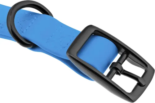 Vista 3 de MiMu Collar pequeño de silicona para perro, collar de perro elegante azul de 18 pulgadas con hebilla de punta y bucle de correa con anillo en D