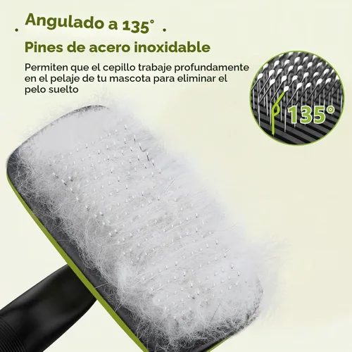 Vista 3 de Pecute Cepillo de limpieza automática para perros y gatos, cepillo ligero para perros para eliminar el pelo y masajear, cepillo para gatos que