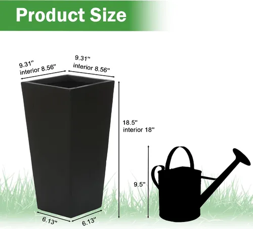 Vista 3 de LuxenHome - Macetas altas para plantas de interior, macetas cónicas negras para plantas de exterior, macetas de 18.5 pulgadas para exteriores e