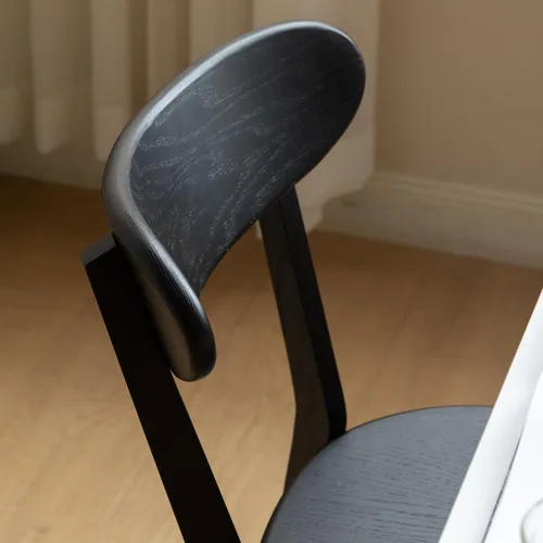 Vista 7 de JUSTONE Mid-Century - Juego de 2 sillas de comedor modernas de madera maciza con respaldo ergonómico, estilo granja para comedor (negro)