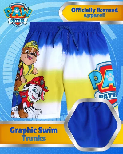 Vista 2 de Nickelodeon Paw Patrol - Traje de baño para niños Chase Marshall Rubble TMNT UPF 50+ - Pantalones cortos de natación para niños pequeños y niños