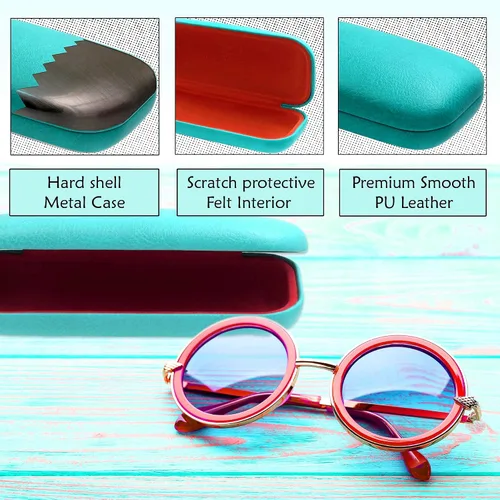 Vista 3 de MyEyeglassCase Estuche rígido para lentes para mujer Estuche protector para lentes rígido con bolsa y tela