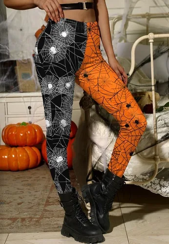 Vista 2 de Spadehill - Leggings de Halloween para mujer, pantalones elásticos con estampados divertidos