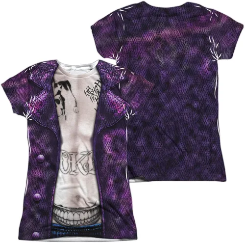 Vista 3 de Juniors Suicide Squad- Joker Costume Tee FrontBack T-Shirt Size Juniors Slim