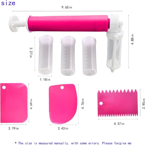 Vista 2 de Aerógrafo manual para pasteles, bomba de aerógrafo para hornear bricolaje, kit de decoración de pasteles con 4 tubos de pulverización y 3 raspadores