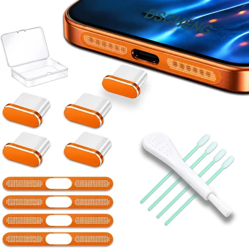 Vista 12 de Paquete de 4 tapas USB C para puerto USB C, cubierta de puerto de carga tipo C con cubierta antipolvo para altavoz, accesorios de teléfono