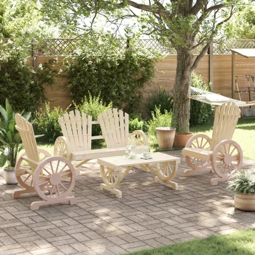 Vista 3 de Natural Farmhouse - Juego de muebles de patio de madera marrón de 4 piezas para jardín, balcón y terraza